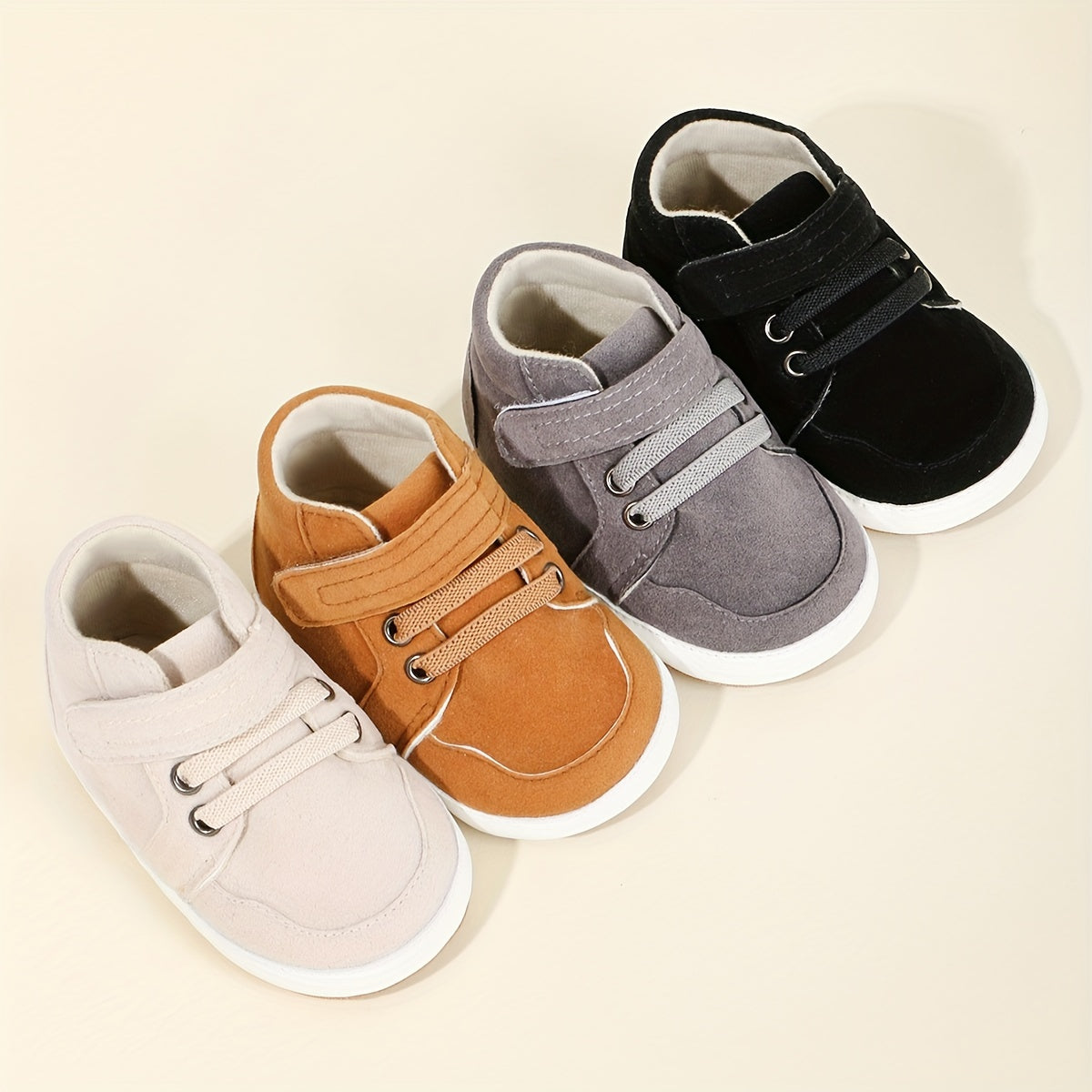 Kichkina bolalar uchun yuqori chanoq sport poyabzali, sirpanmaydigan rezina taglik, qulflash uchun lentalar, bir xil rang, bahor va kuz uchun