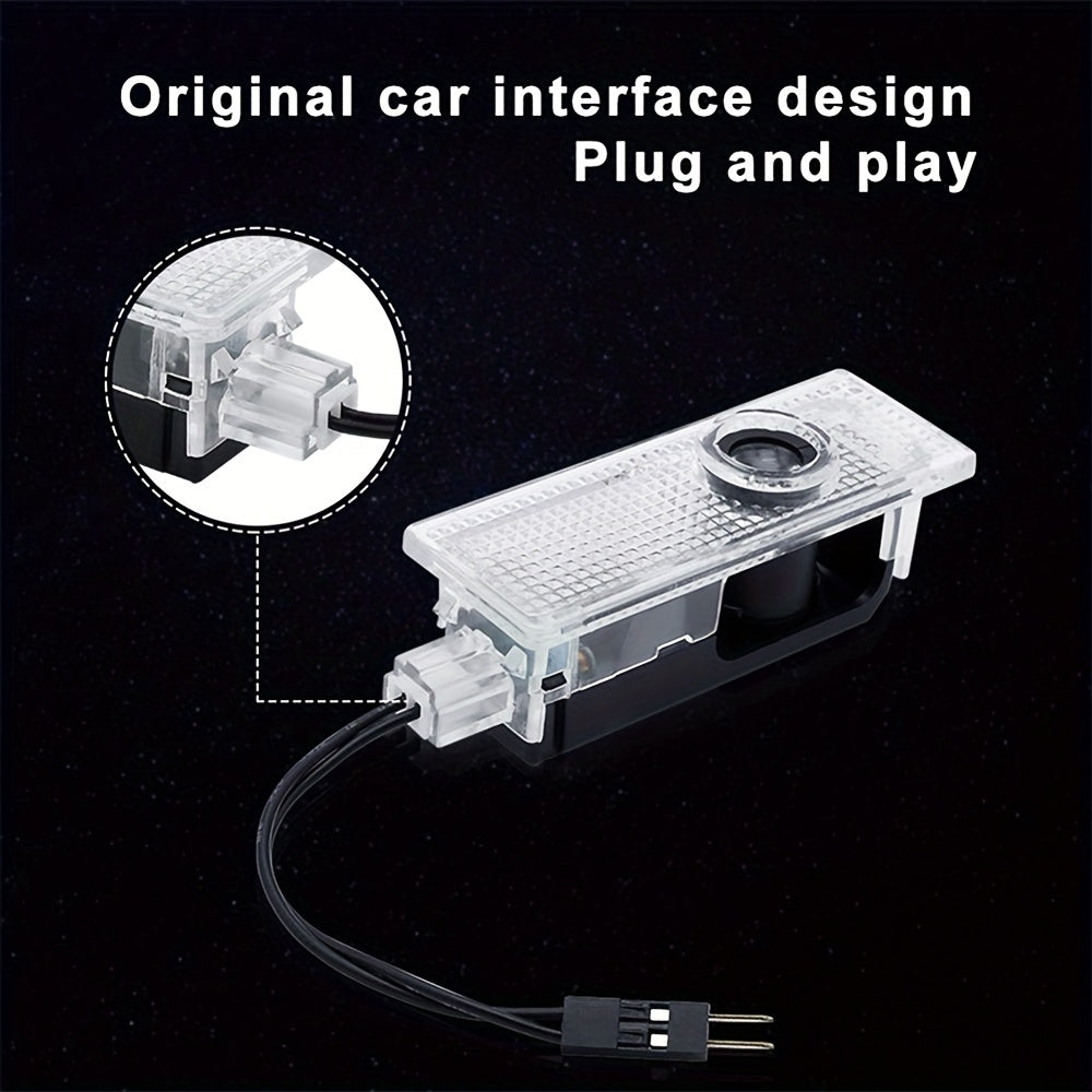 2-Piece Car Door LED Logo Projector Lights Bright White Hardwired Replacement