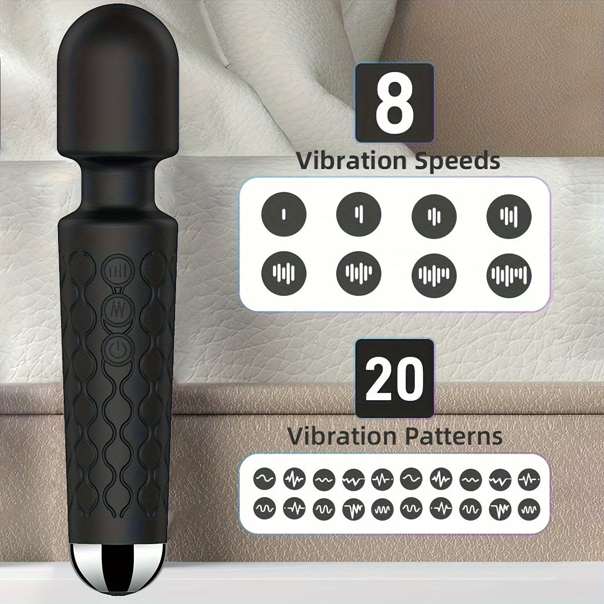 Kattalar ayol uchun qayta tiklanadigan qo'lda elektr orqa massajeri chuqur to'qima tayoq, 20 vibratsiya rejimi