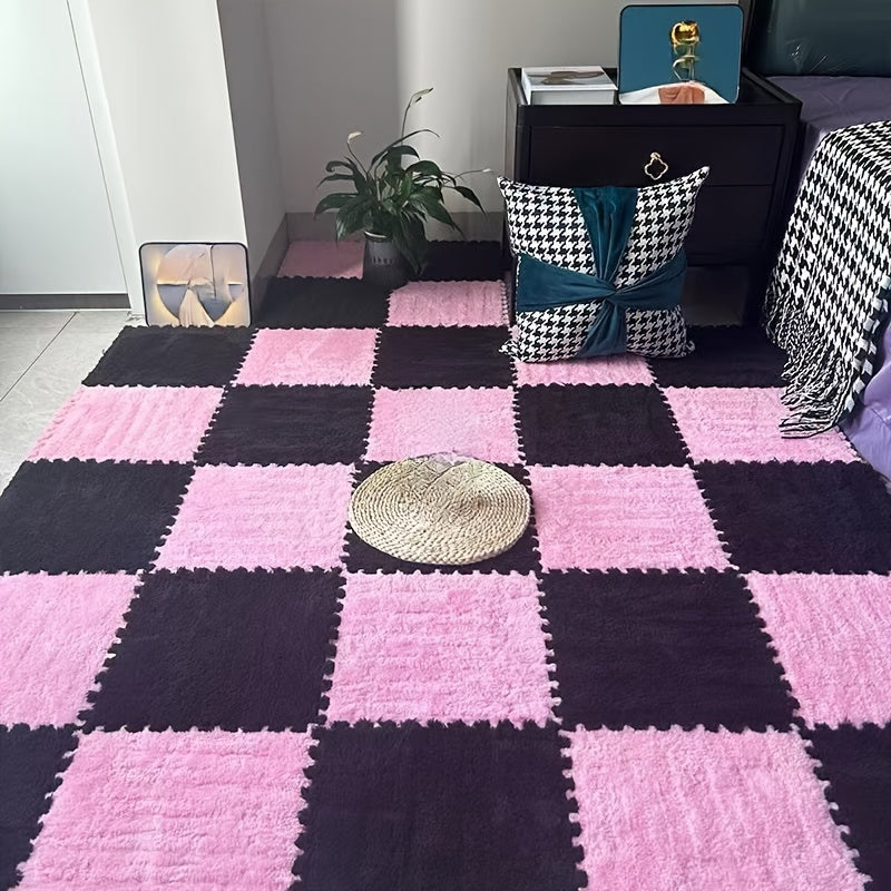 24-детальный набор геометрических мягких ковров из стирающегося полиэстера и ЭВА, идеально подходящий для использования в помещениях, таких как спальни и гостиные, дружелюбный к домашним животным и с праздничной тематикой.