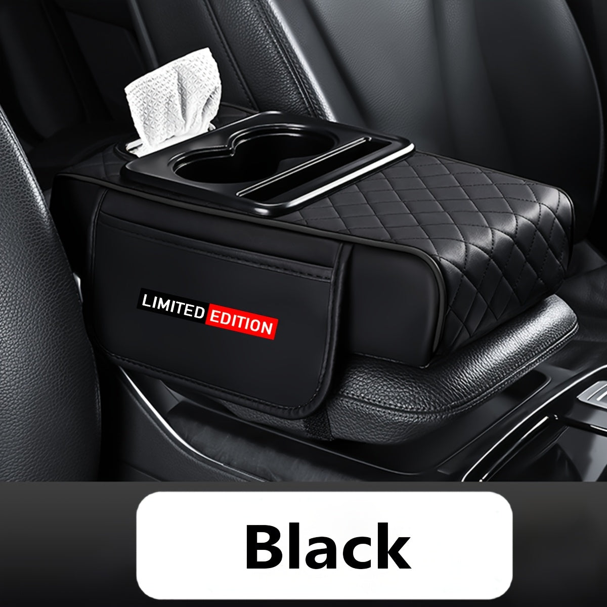 Car Armrest Cushion Center Console Protector With Tissue Box and Cup Holder Storage