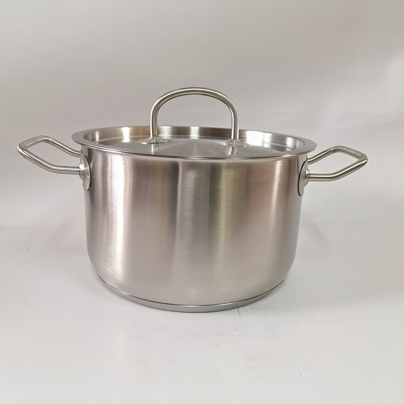 Stainless Steel Soup Pot with Lid, Durable, Easy to Clean, 4 Quart