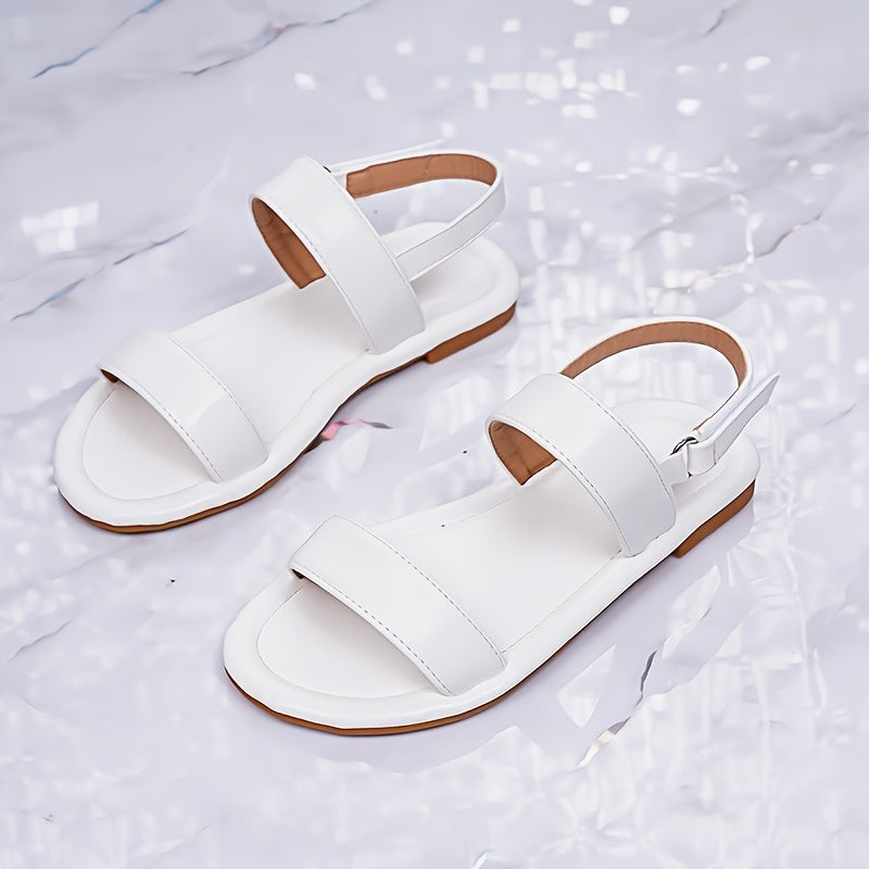 Girls' Gold Sandals Leather Summer Casual Shoes with Rubber Sole