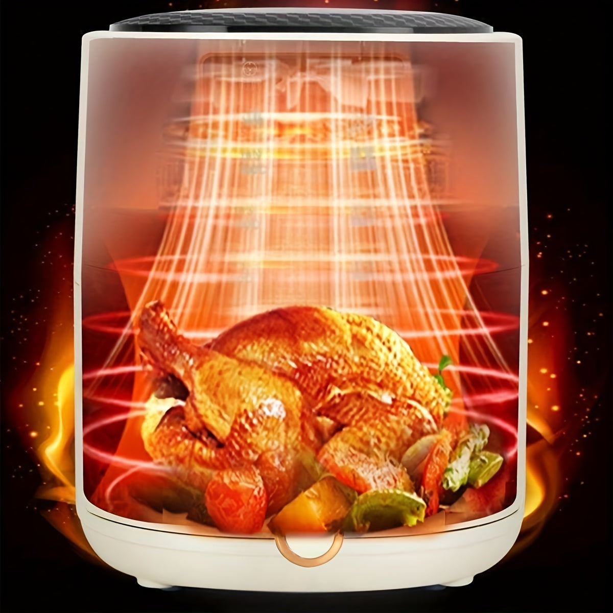 7L 1300W raqamli havo fritüri, oziq-ovqat termometri bilan, 8 tayyorlash rejimi, grill, qovurish, pishirish, yopishqoq bo'lmagan, sensorli boshqaruv, kompakt