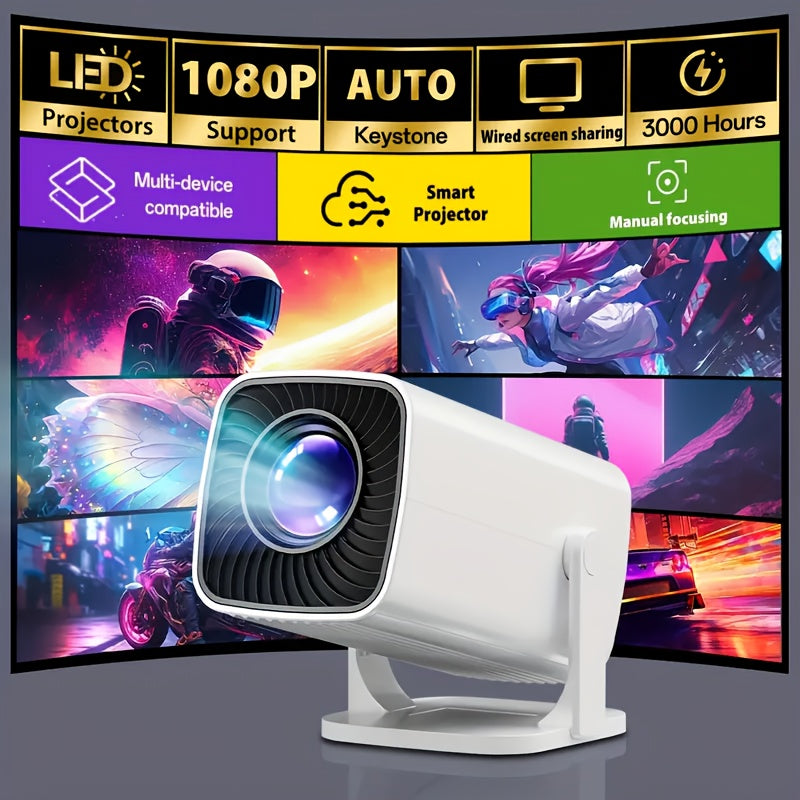 Portable 1080P Projector with 180° Adjustable Angle for Indoor Outdoor Use