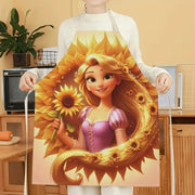 Waterproof Elsa Apron with Cartoon Princess Sunflowers for Kitchen and Restaurant Use
