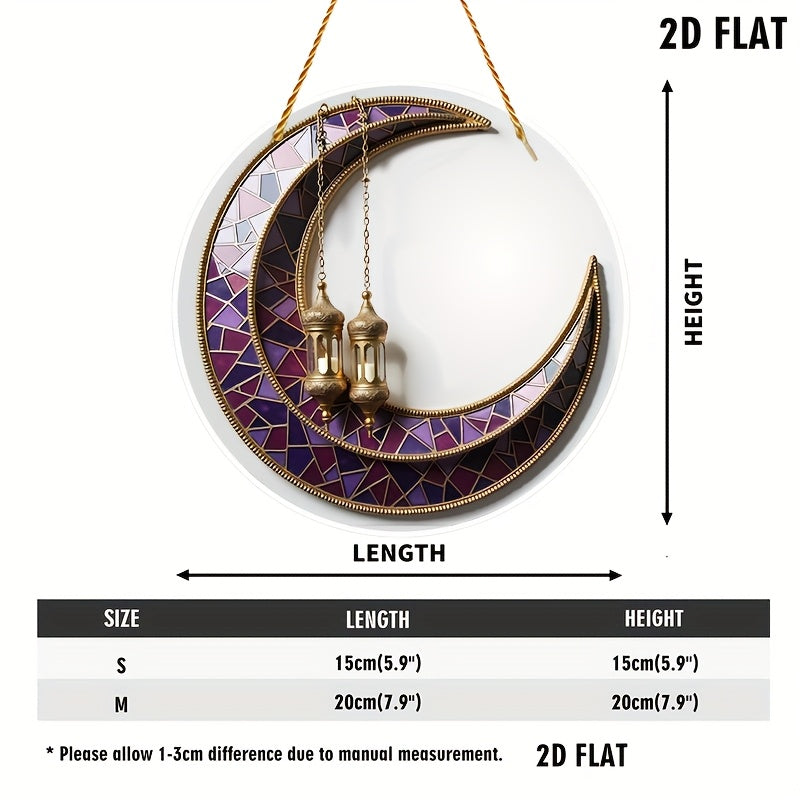 1ta akrilik yarim oy chiroqlari osilgan bezak, binafsha va oltin, romantik yotoq xona dekoratsiyasi