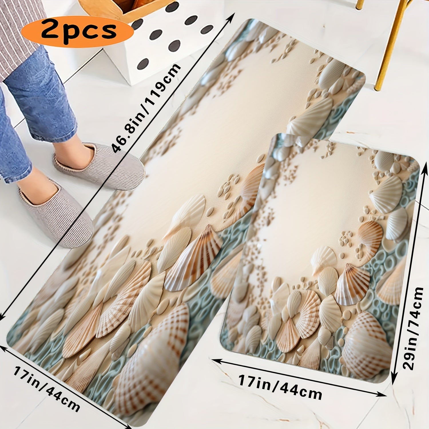 Ocean Coastal Bathroom Rug Non-Slip Floor Mat Washable Small Shower Carpet Nautical Beach Style