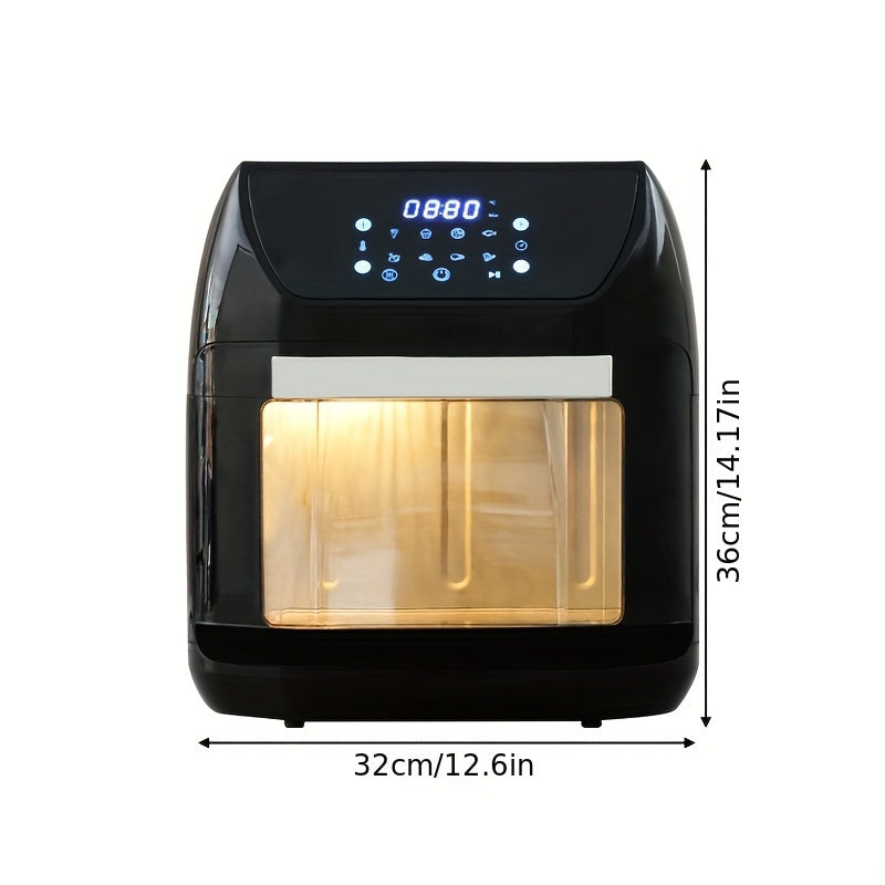 12L Air Fryer Oven with 3D Interior, 8 Menus, 2200W, Temp Control, Timer, Versatile for Family Cooking