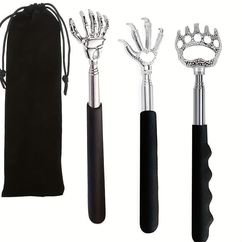 Telescopic Back Scratcher Set with Rubber Handles in Elegant Box for Men and Women