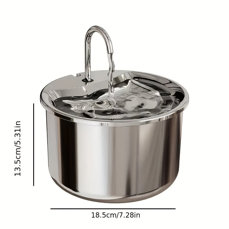 Stainless Steel Pet Water Fountain for Cats and Dogs USB Automatic Splash-Proof Dispenser