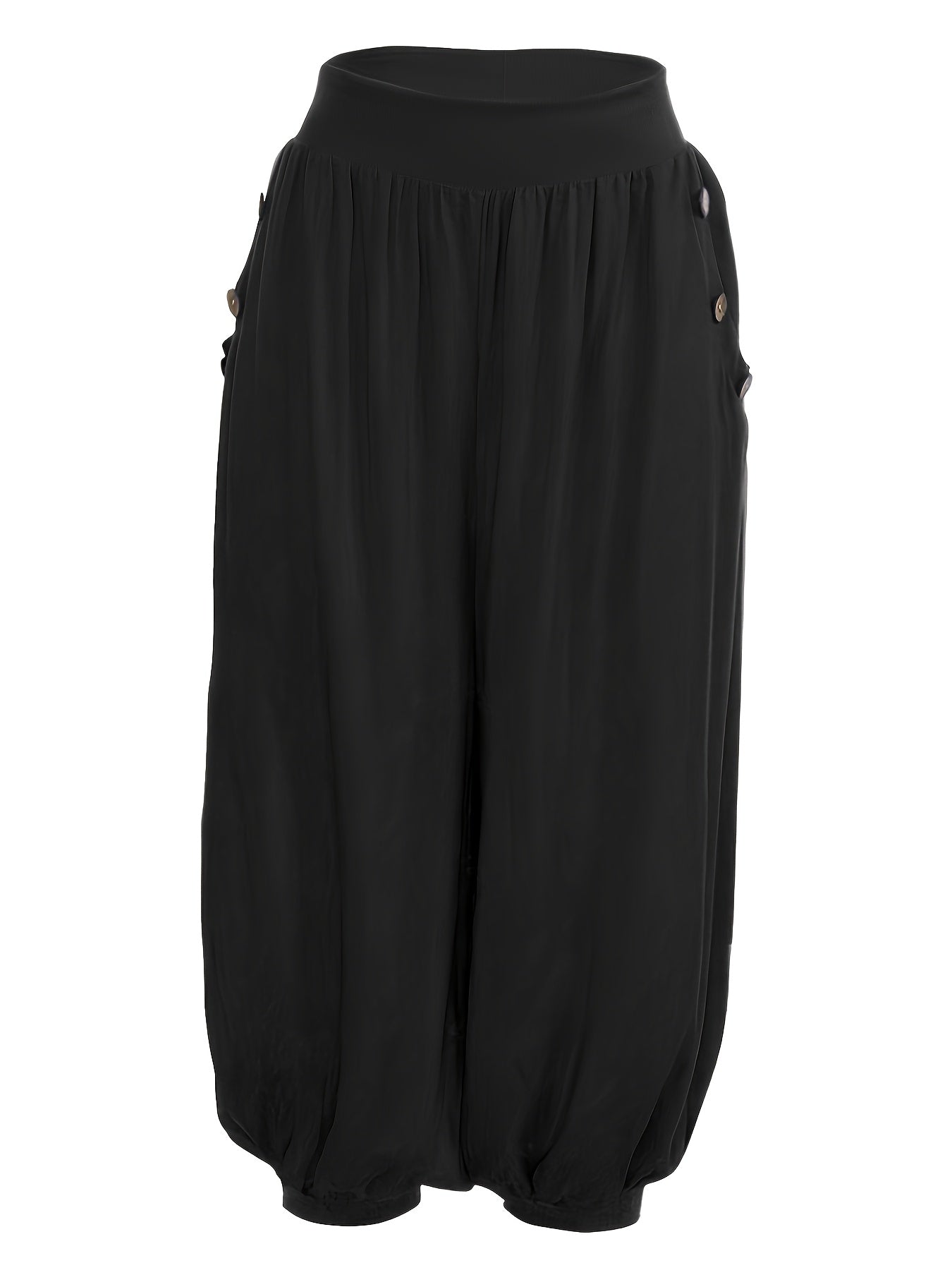 Women's Plus Size Loose-Fit Harem Pants in Solid Color, Summer Comfortable