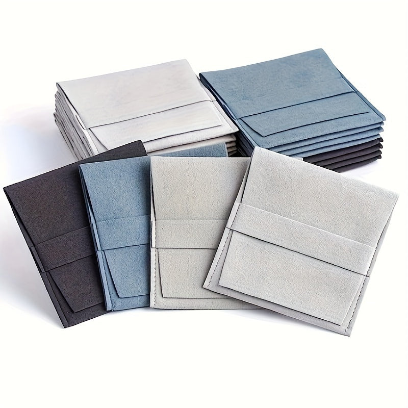 Set of 10 Jewelry Storage Bags with Lint Flounce and Snap Button Closures for Necklaces Earrings and Rings