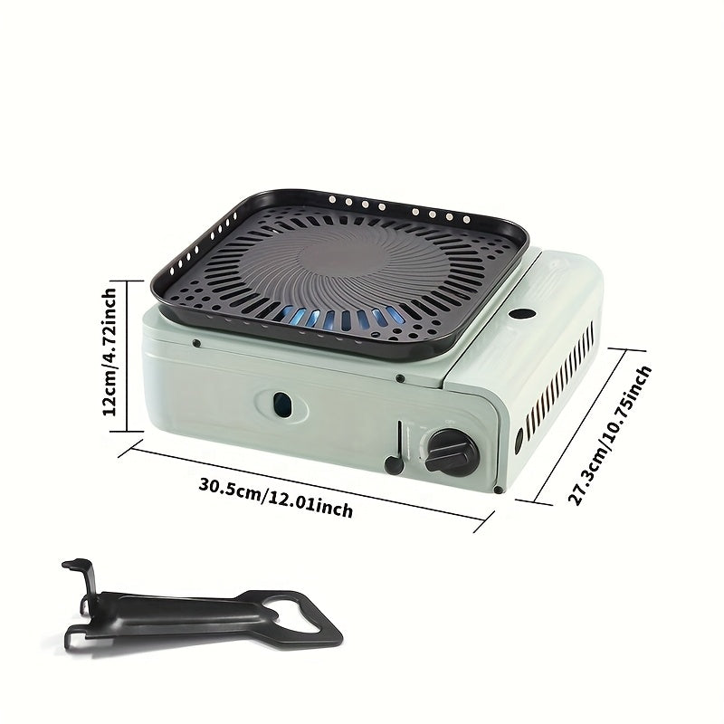 Sayohat va uy uchun portativ elektr pechka, 2300W kompaktdan stol usti grill, o'rnatilgan stand, spatula va xizmat qilish uchun likopcha bilan. Elektr energiyasi talab qilinmaydi, yengil va bardoshli dizayn uchun