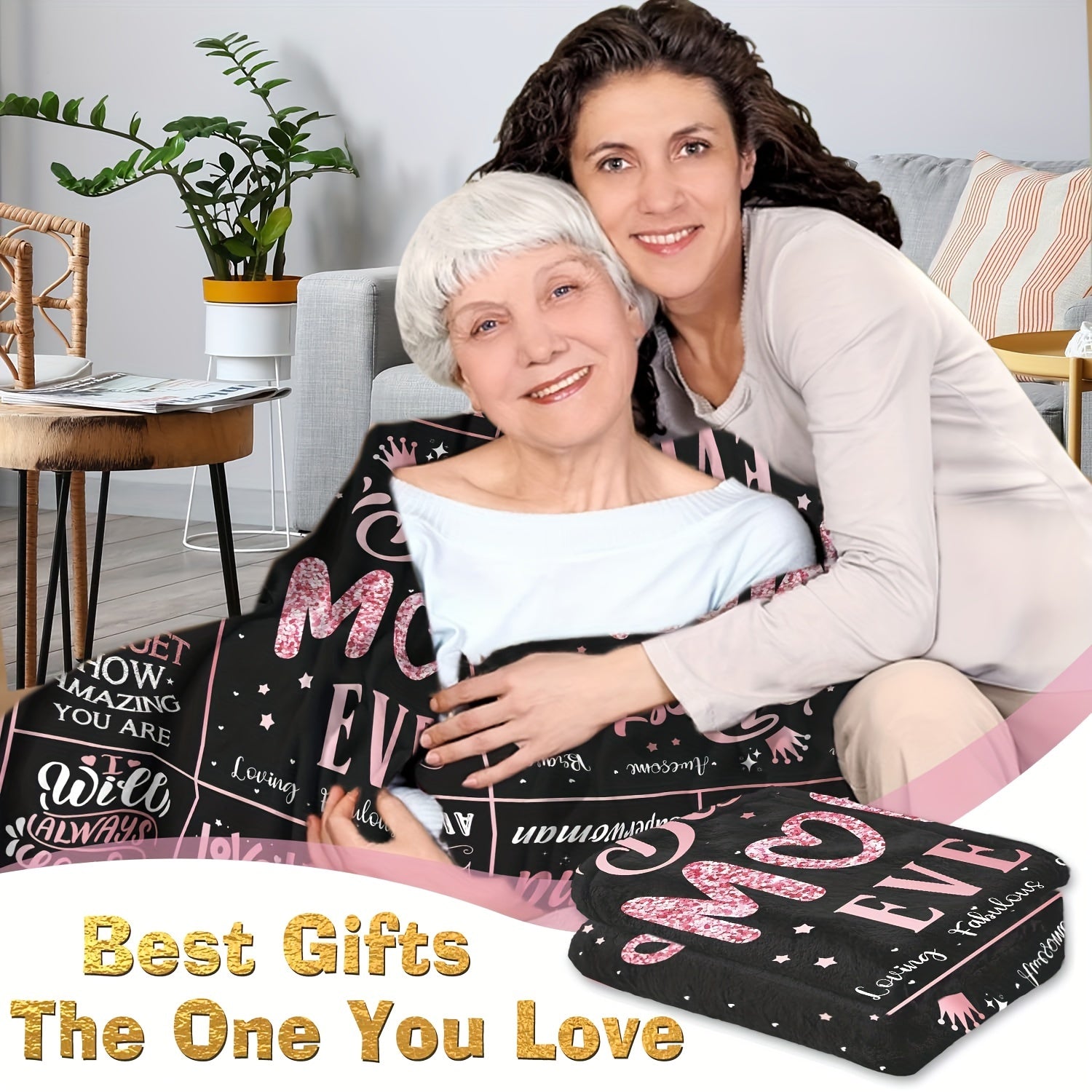 Плед из фланели с вязкой, дизайн «Лучшая мама на свете», моется в машинке, подходит для всех сезонов, подарок для дивана-кровати