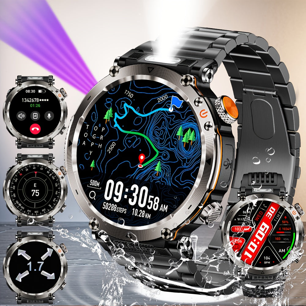 Men's Outdoor 1.7 Inch Smartwatch with IP68 Waterproof 5.0 Wireless 100+ Sports Modes