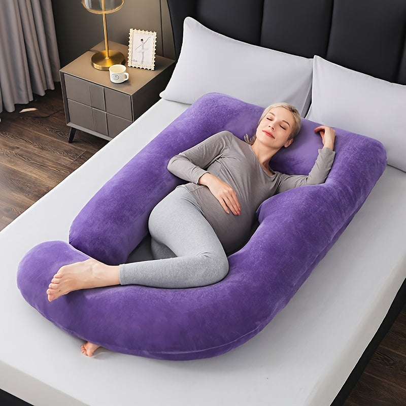 Pregnancy Pillow J-Shaped Full Body Support Soft Polyester Removable Cover