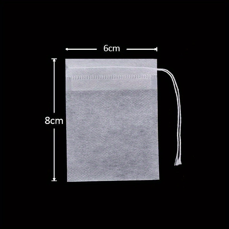 Disposable Non-Woven Drawstring Tea Filter Bags 100 Pack for Coffee and Spices