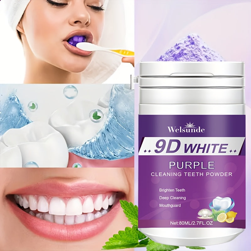 2.7oz Purple Whitening Toothpaste Powder with Lemon Mint Baking Soda for Deep Cleaning