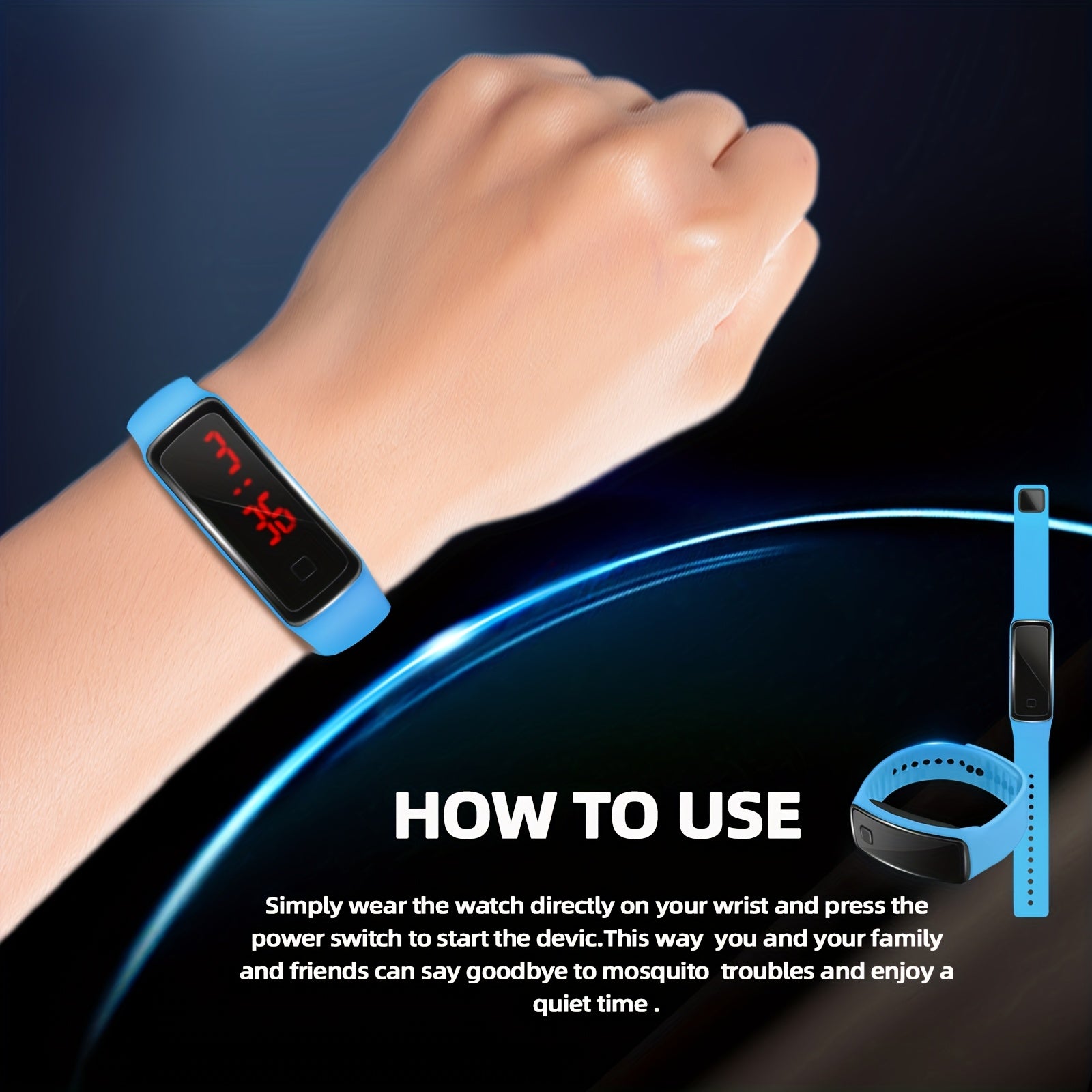 Unisex Silicone Mosquito Repellent Bracelet Outdoor Bug Protector Blue