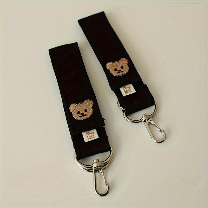 Set of 2 Cartoon Bear Stroller Hooks, Embroidered Baby Stroller Accessories