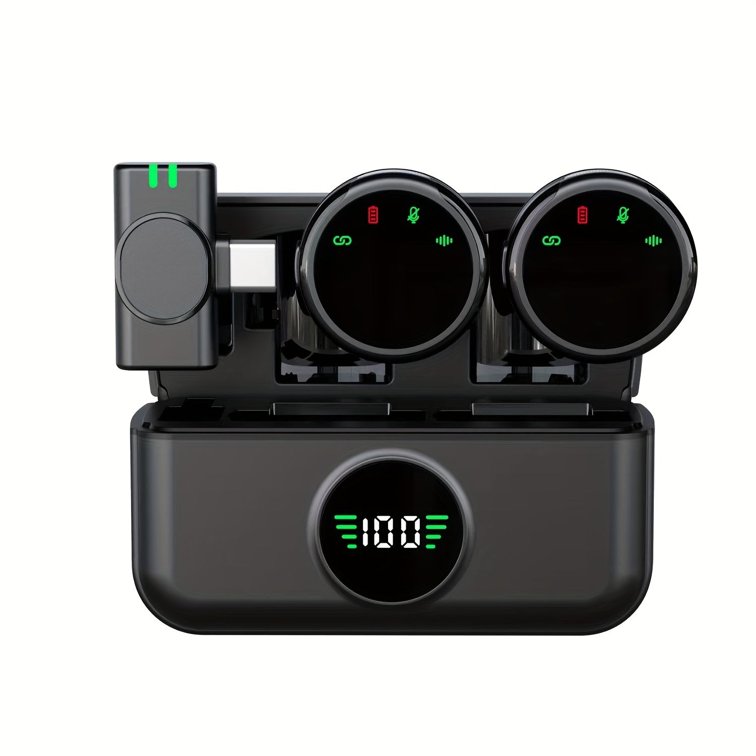 2 беспроводных петличных микрофона с зарядным кейсом для смартфонов, идеально подходящих для видеозаписи, ведения блогов и интервью.