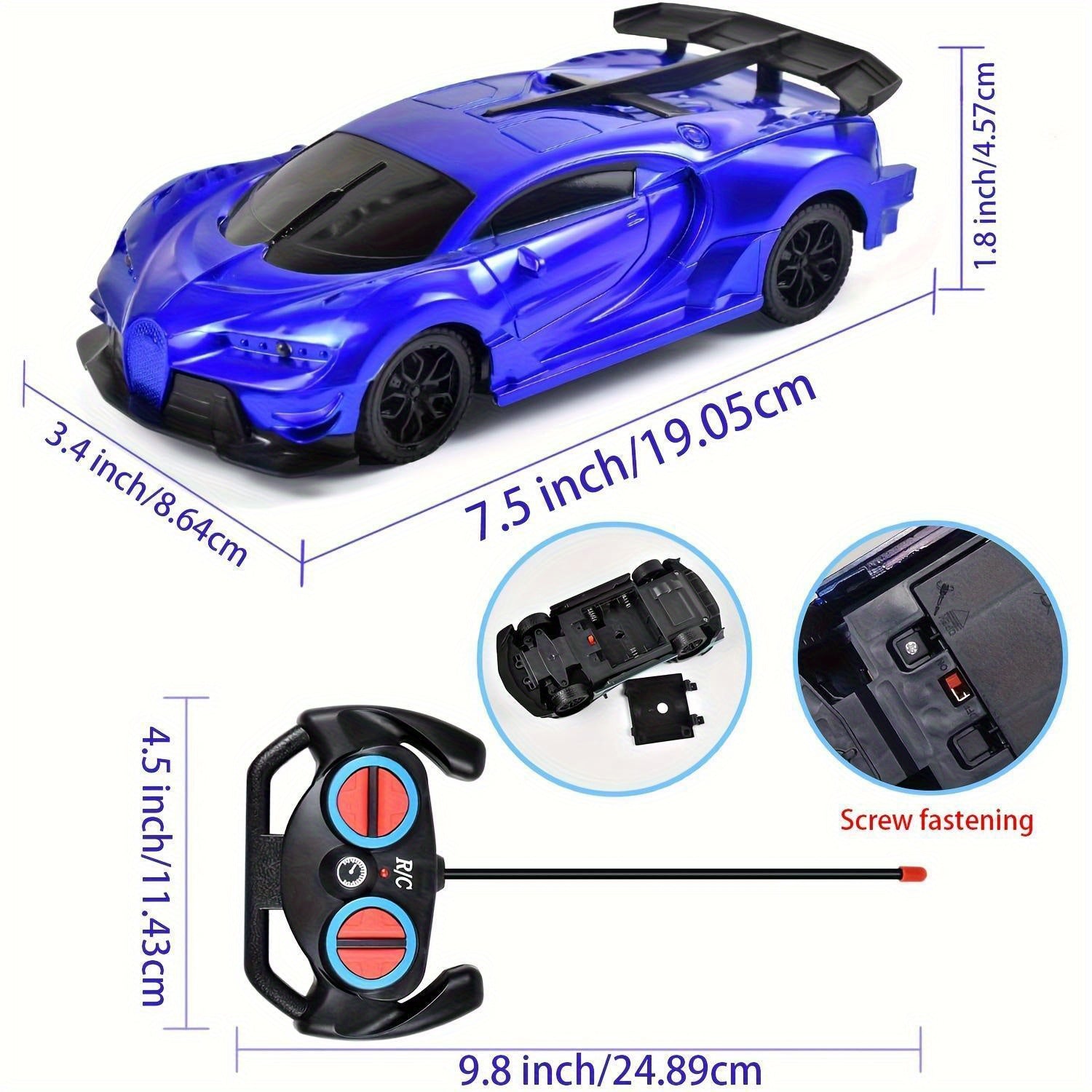 Blue Battery-Operated Remote Control Car Toy for Kids 3+ Sedan Design