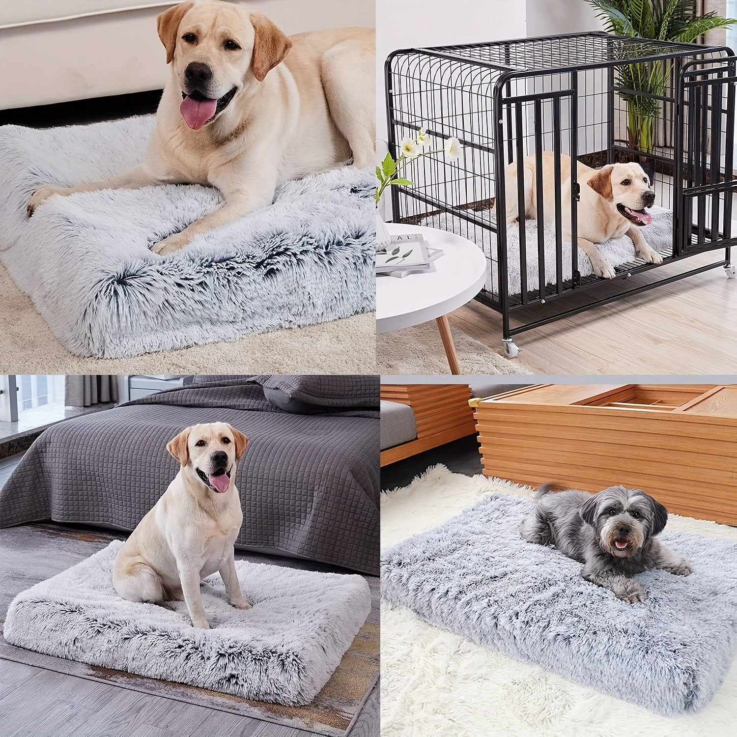 Soft Plush Dog Bed Waterproof Bottom Washable Anti-Slip Large Small Medium All Sizes