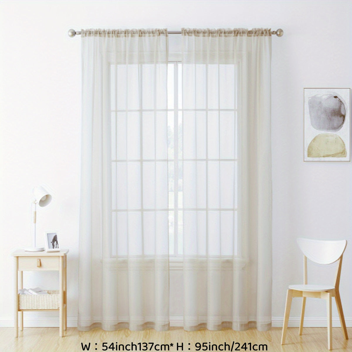 Sheer Voile Curtain Panels for Living Room Bedroom Kitchen Semi-Transparent Polyester