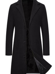 Plus Size Men's Wool Coat Fall Winter Solid Casual Lapel Skinny