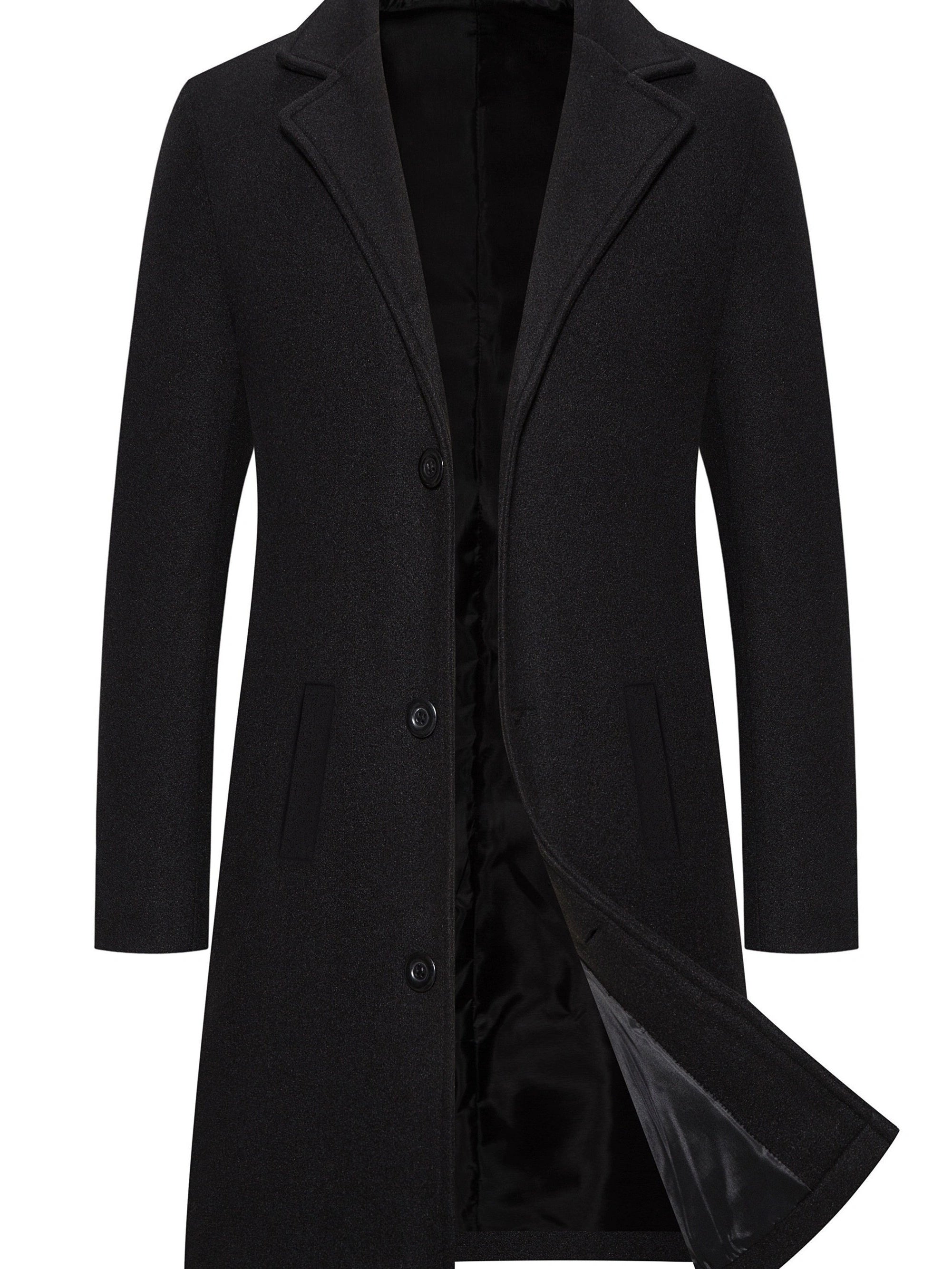 Plus Size Men's Wool Coat Fall Winter Solid Casual Lapel Skinny