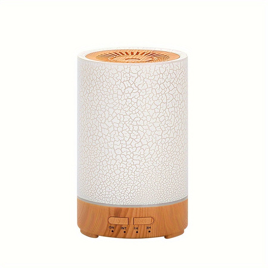 Humidifier with 150ml Capacity, 7-Color Adjustable Light, Wood Grain Finish, USB Powered for Desktop and Room Use