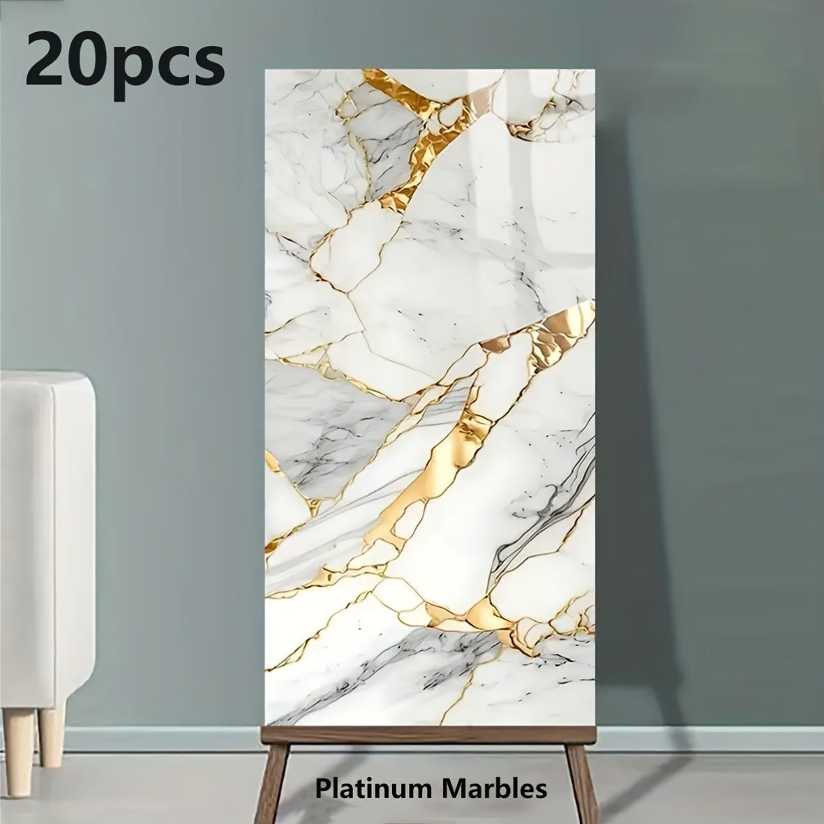 20 Marble Effect Waterproof PVC Wall Stickers for Kitchen Bathroom Tile Decals Self-Adhesive