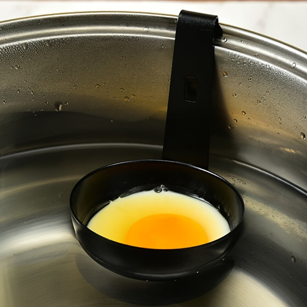 Vaporizador de huevos de acero inoxidable con mango negro, herramienta rápida y fácil para cocinar el desayuno