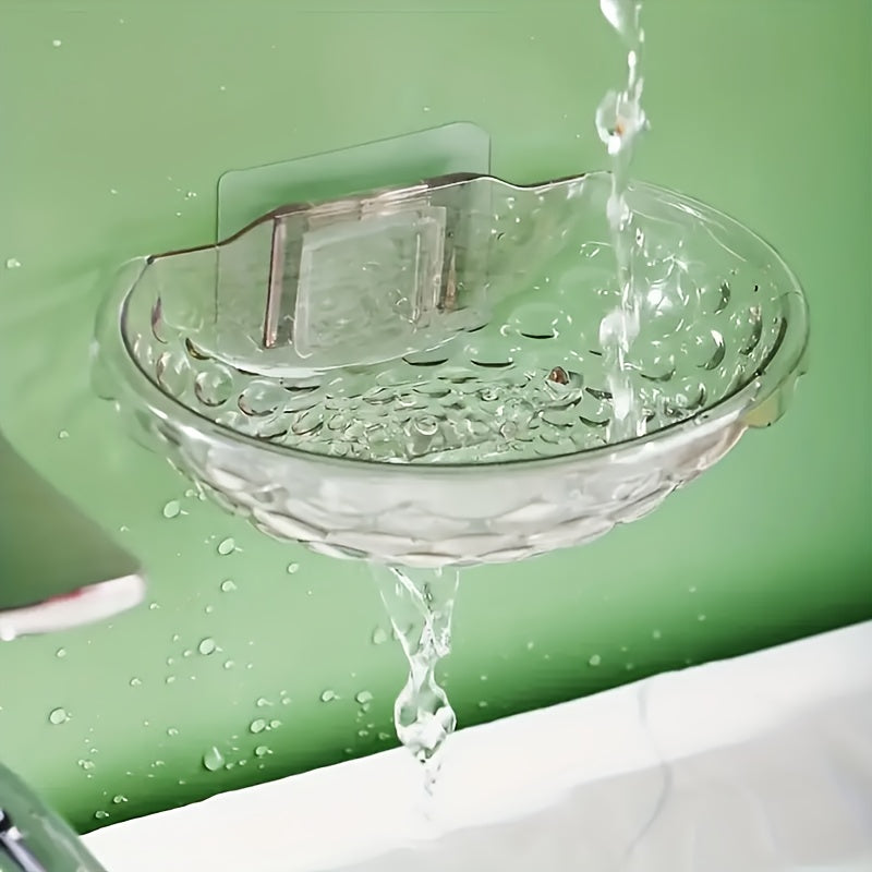 Transparent Wall-Mounted Soap Dish No Drilling Bathroom Storage 13.5x7.9x3.5cm