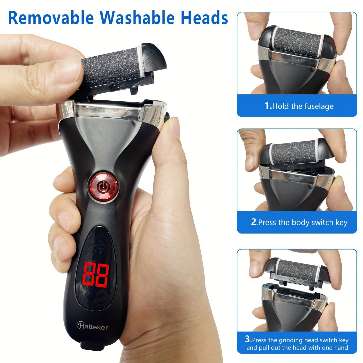 Kit de cuidado eléctrico para pies para mujeres con pantalla LCD, removedor de callos, herramienta de pedicura, recargable