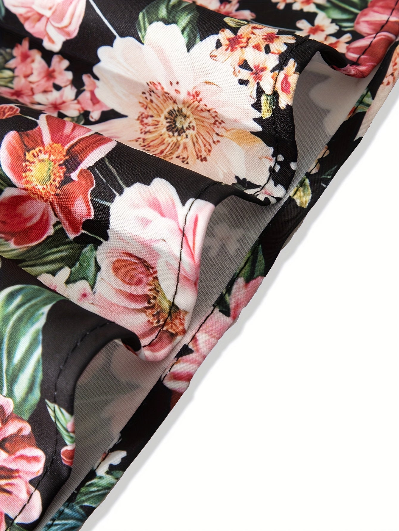 Yoz va bahor uchun katta o'lchamdagi gullar printli keng libos - Ayollar uchun tasodifiy qisqa yengli kiyim