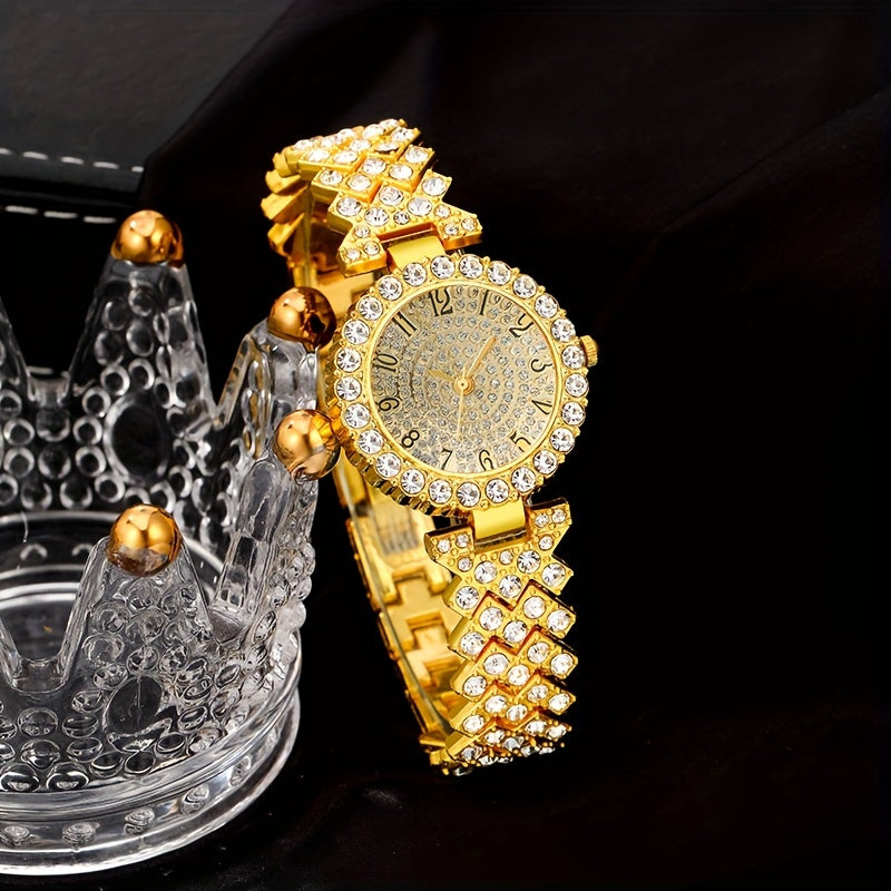 Women's Fashion Watch Set with Quartz Movement Alloy Jewelry 6 Pieces