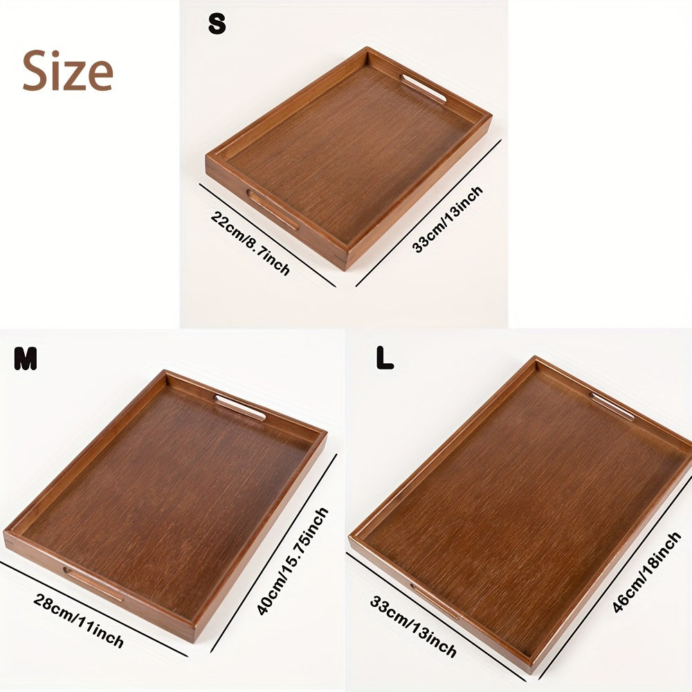 Bandeja de servicio de bambú con asas para organización y decoración del hogar