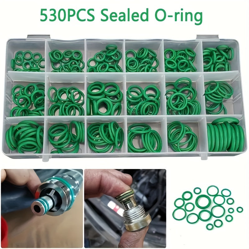 530PCS NBR Rubber O-Ring Set for Car Air Conditioning Compressor Maintenance