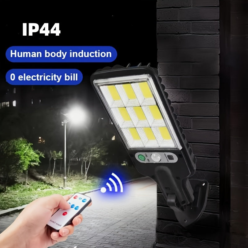 4 Pack Solar Street Lights with COB LED Motion Sensor 180° Coverage Remote Control