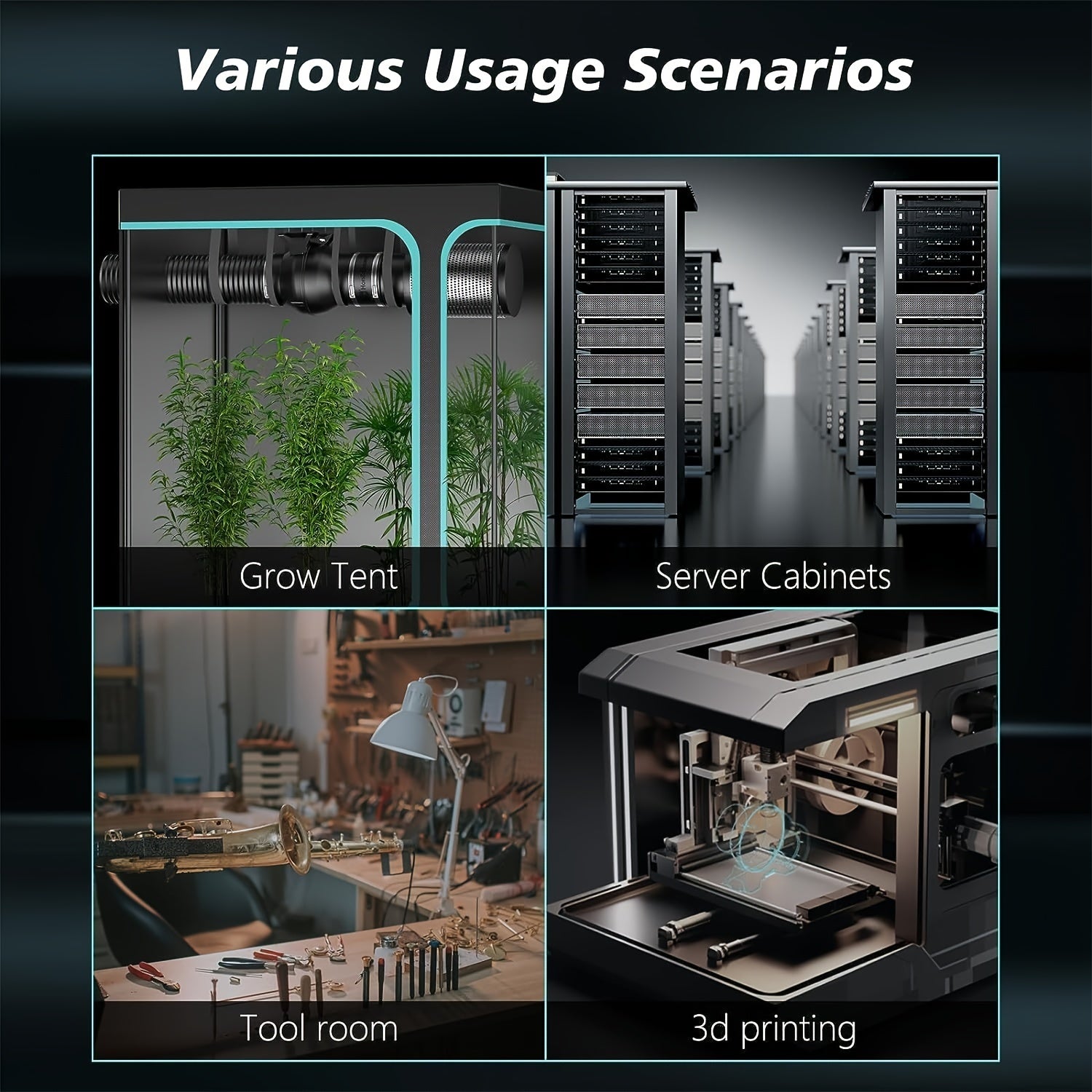 Inline Duct Fan 4 Inch 146 CFM EC Motor Ventilation Exhaust for Grow Tents Hydroponics