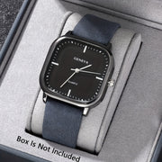 Men's Business Square Quartz Watch Leather Strap Classic Formal Accessory