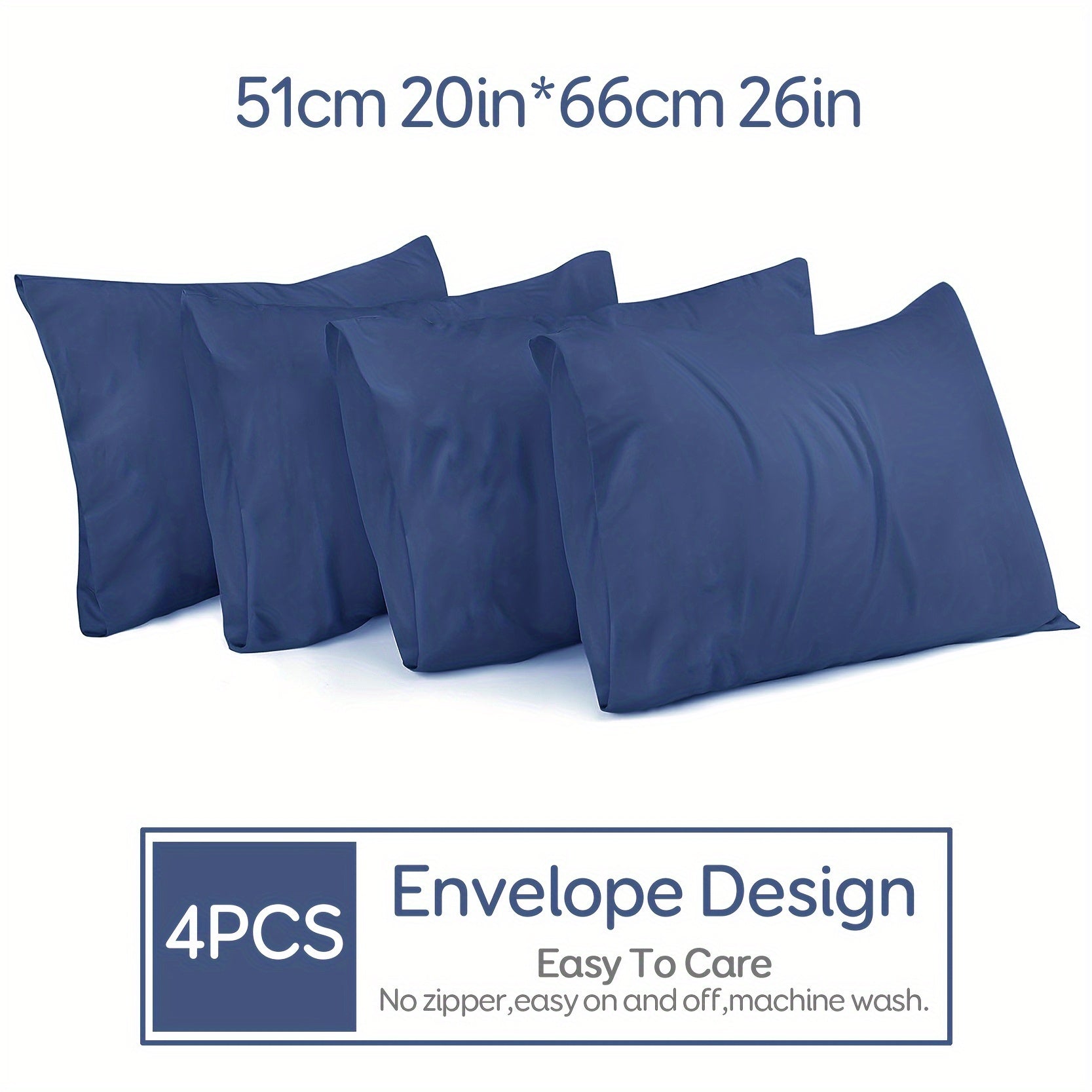 Set of 4 Microfiber Pillowcases Solid Color for Bedroom and Living Room