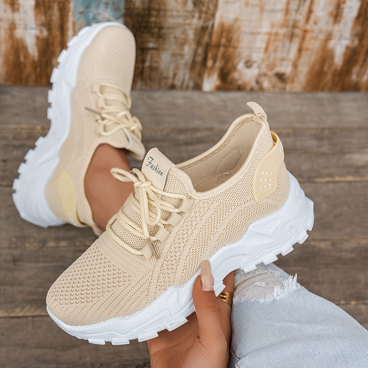 Women's Breathable Knitted Sports Shoes Lightweight Running Sneakers