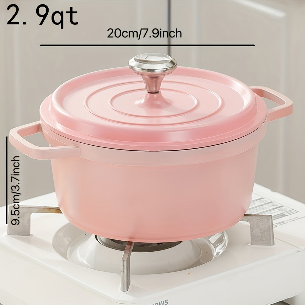 Enamel Dutch Oven 5 Qt Non-Stick Aluminum Casserole Stew Pot Kitchen Cookware