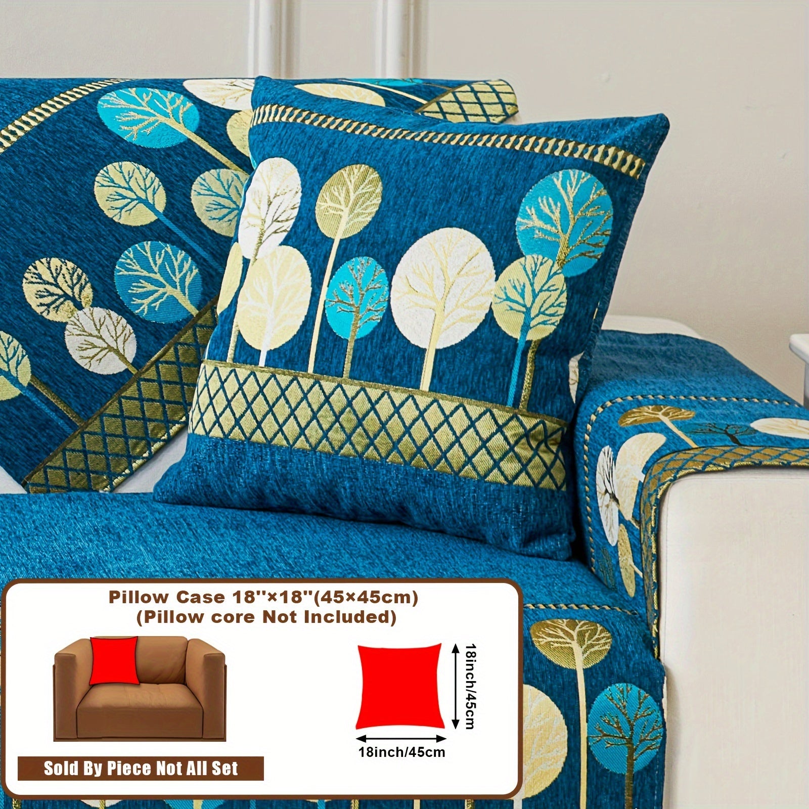 Boho Chic Jacquard Chenille Sofasi Qoplamasi Oygʻon Daraxt Mavzusi Boshqalar uchun Yoqimli Qattiq Yuvilishi Oʻz-oʻzidan yopishmaydigan Bardoshli Qalinlashtirilgan 4 oʻrindiqli kresloni mos keladi