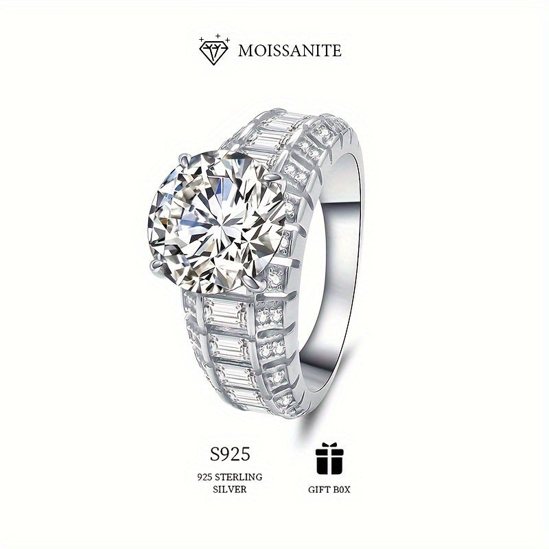 Ajoyib Moissanite To'y Halqasi 925 Sterling Silver dan tayyorlangan, Gippoallergenik, Trillion Kesimi, Yuqori Karat Og'irligi, Ta'til va Maxsus Tadbirlar uchun Mukammal, Chiroyli Sovg'a Qutisida Taqdim Etilgan