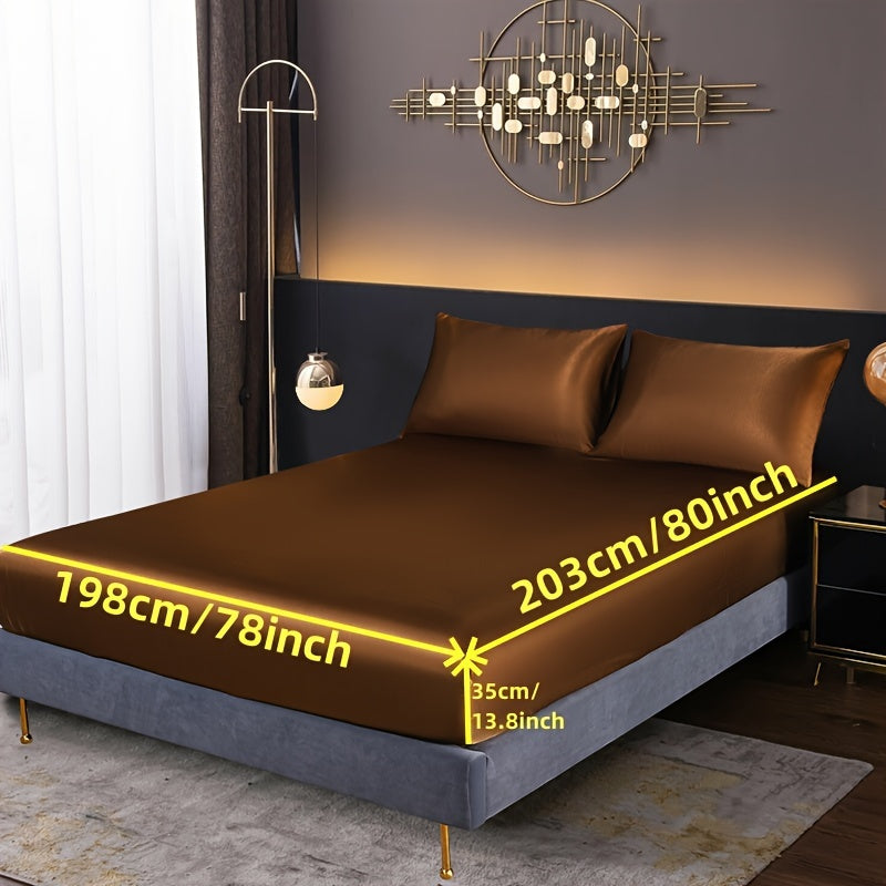 3-Piece Fitted Sheet Set with Pillowcases Polyester Bedding Soft Skin-Friendly