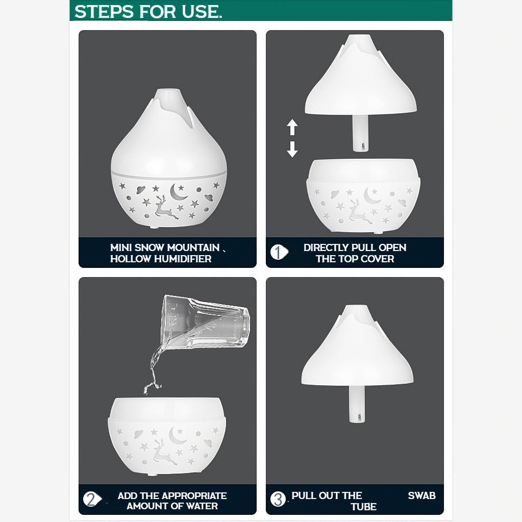 Многофункциональный USB-увлажнитель холодного тумана из пластика с деревянными акцентами для спальни или офиса